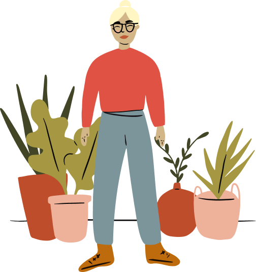 vector image of person by plants